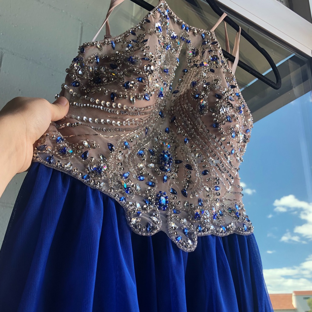 Royal Blue Beaded Prom Dress